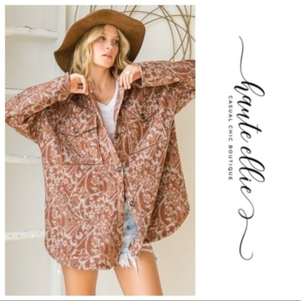 Rust Shenandoah-Paisley Printed Rusted Shirt Jacket (Shacket)